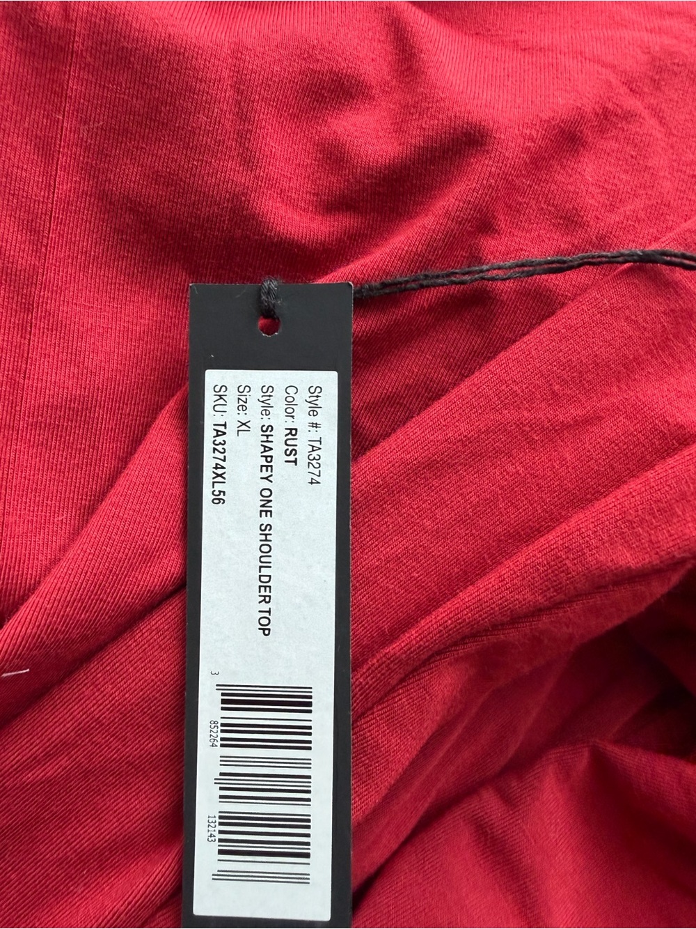 Women’s One-Shoulder Long Sleeve Top in Red - Picture 6 of 7